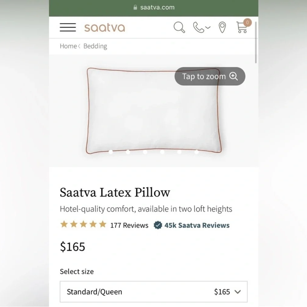 New Saatva Latex Pillow king  High - Picture 4 of 5